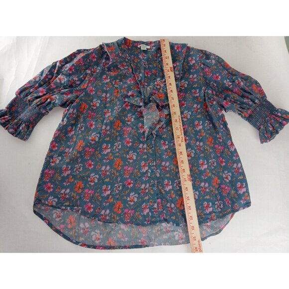 Sundance  Women's Jeanie Ruffle  Floral Button Up  Top Blouse  sz PM - Picture 10 of 13